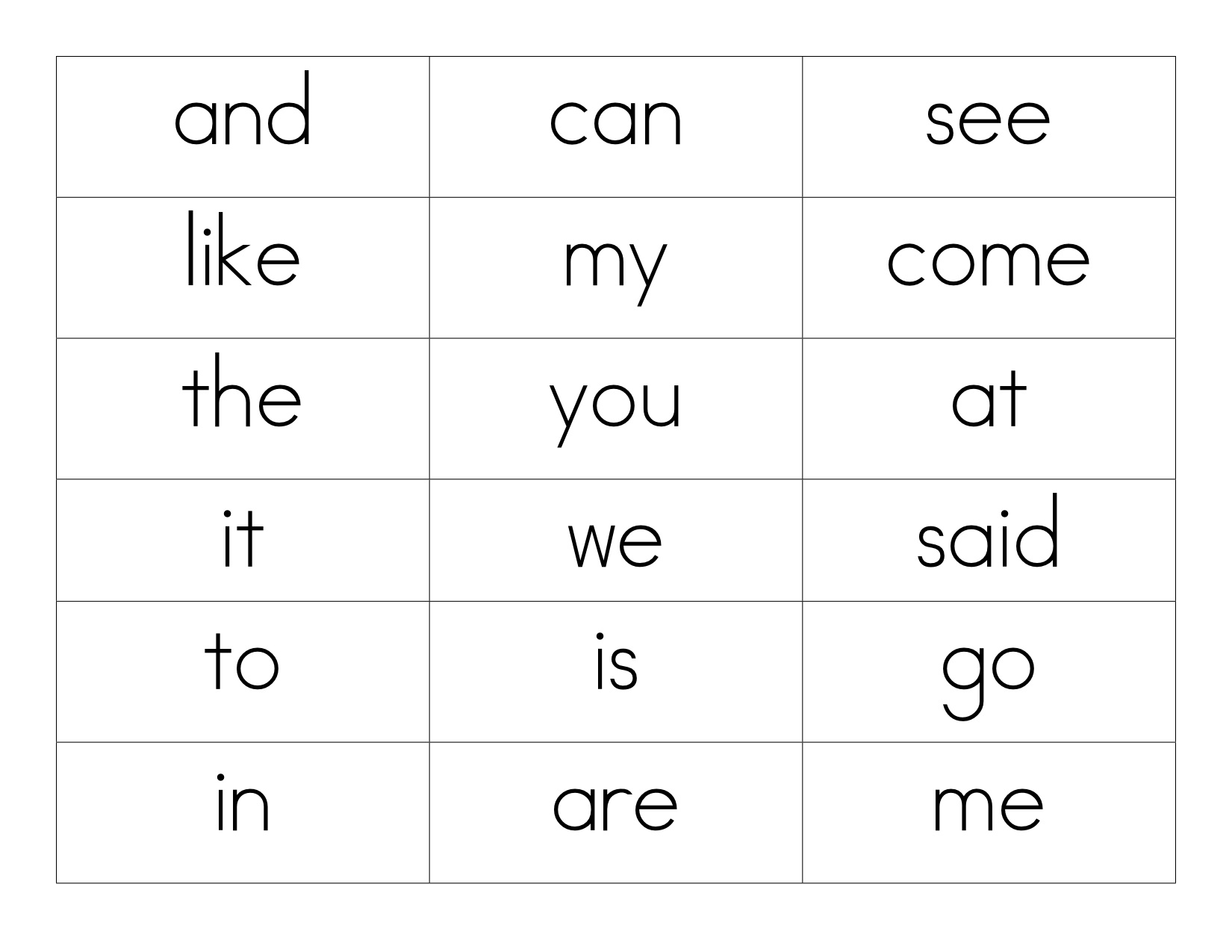Kindergarten word never printable words sight Sight memory and Words Sight List again